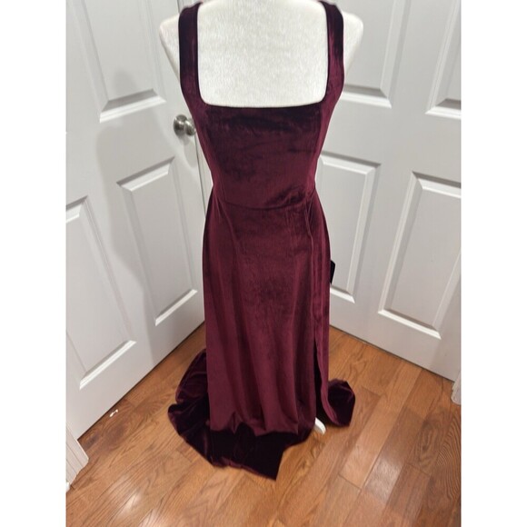 Lulu’s Dark Velvet Lace-Up Maxi Dress Large Homecoming Fairygoth *See Size Notes - Picture 4 of 9